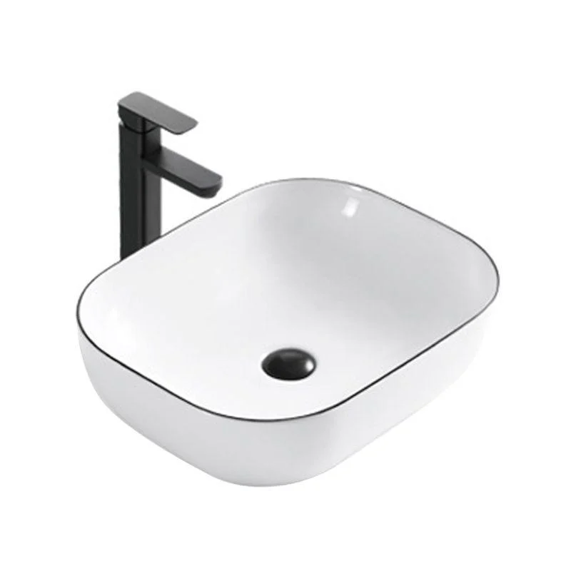 Modern Bathroom Sink Porcelain Rectangular with Overflow and Drain Assembly Basin Sink -Bathlova