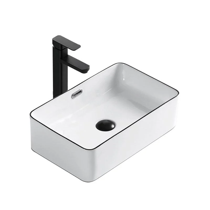 Modern Bathroom Sink Porcelain Rectangular with Overflow and Drain Assembly Basin Sink -Bathlova