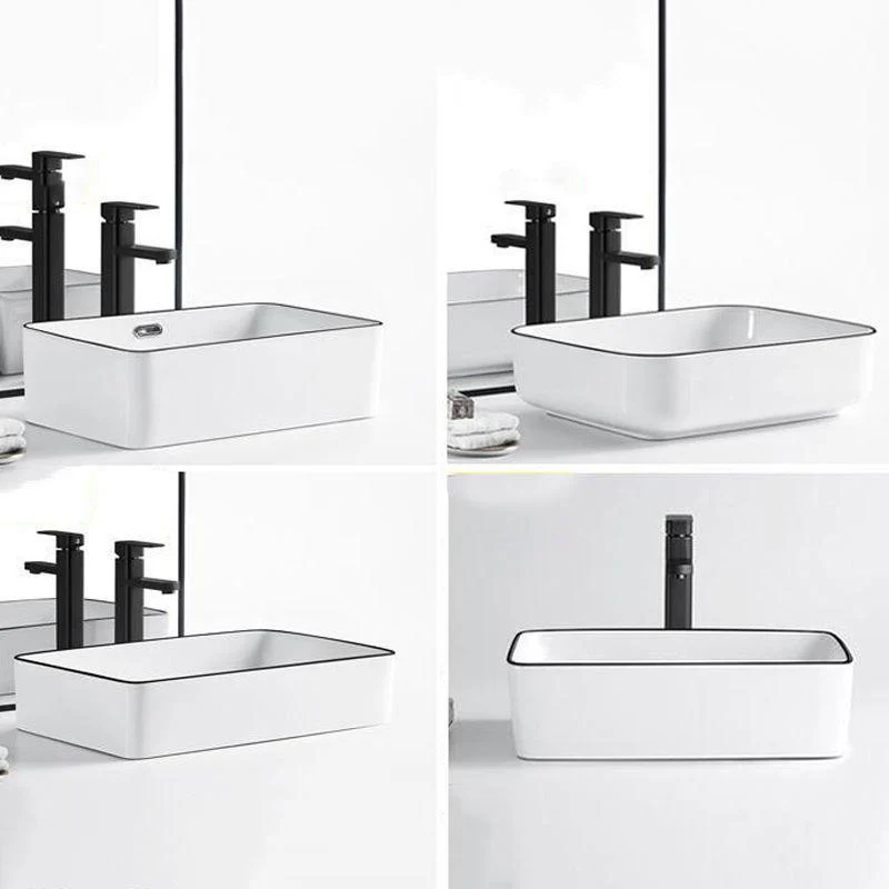 Modern Bathroom Sink Porcelain Rectangular with Overflow and Drain Assembly Basin Sink -Bathlova