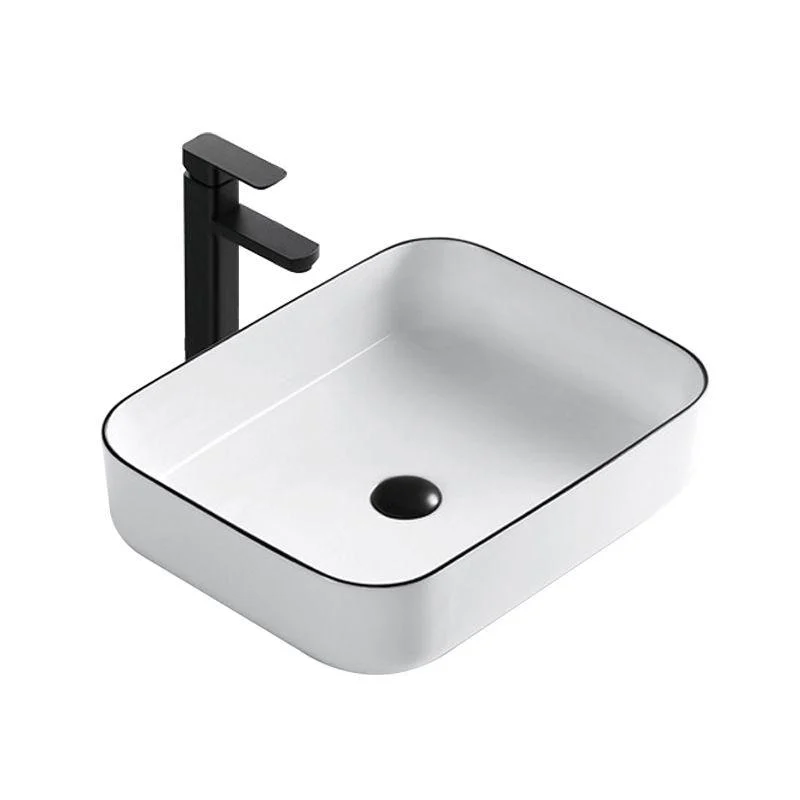 Modern Bathroom Sink Porcelain Rectangular with Overflow and Drain Assembly Basin Sink -Bathlova