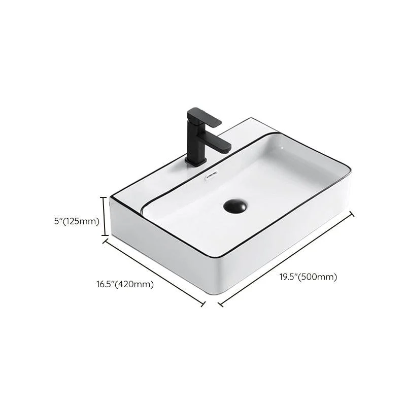 Modern Bathroom Sink Porcelain Rectangular with Overflow and Drain Assembly Basin Sink -Bathlova