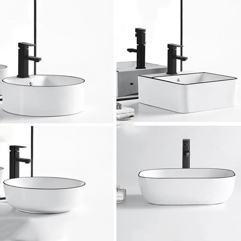 Modern Bathroom Sink Porcelain Rectangular with Overflow and Drain Assembly Basin Sink -Bathlova