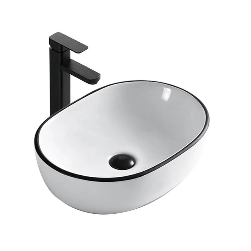 Modern Bathroom Sink Porcelain Rectangular with Overflow and Drain Assembly Basin Sink -Bathlova