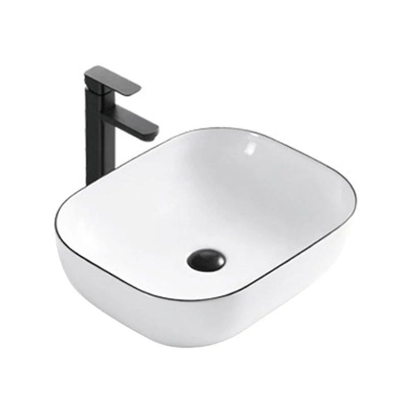 Modern Bathroom Sink Porcelain Rectangular with Overflow and Drain Assembly Basin Sink -Bathlova