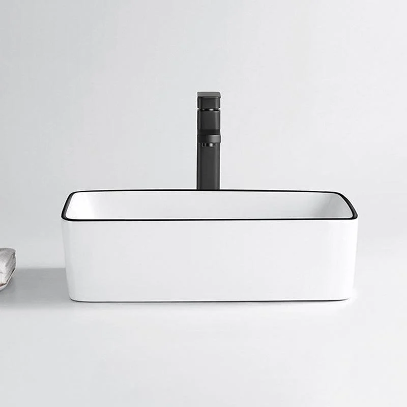 Modern Bathroom Sink Porcelain Rectangular with Overflow and Drain Assembly Basin Sink -Bathlova