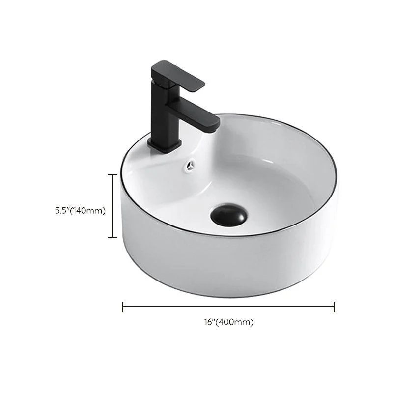 Modern Bathroom Sink Porcelain Rectangular with Overflow and Drain Assembly Basin Sink -Bathlova