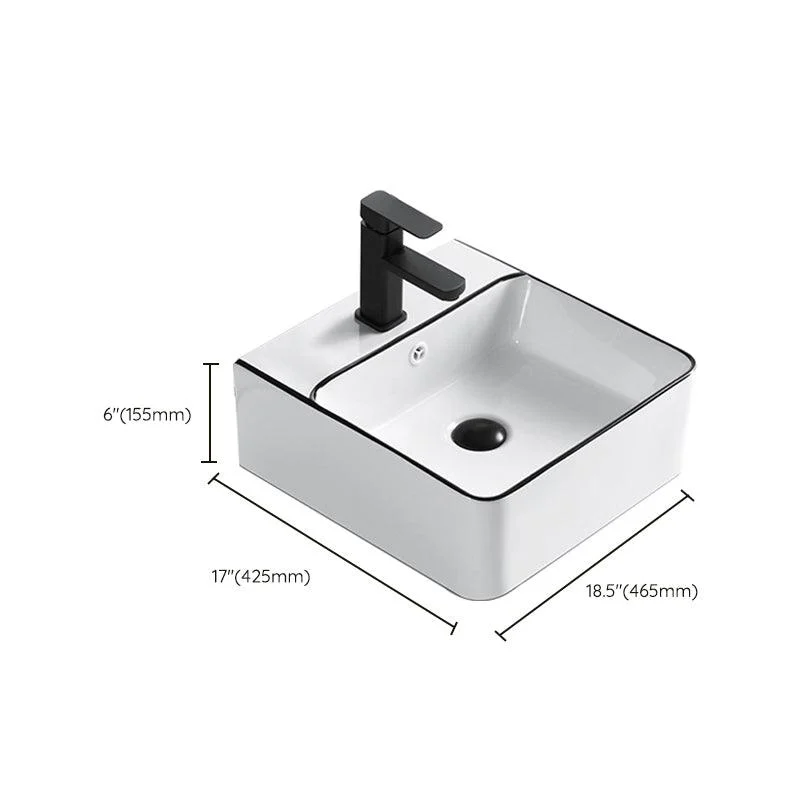 Modern Bathroom Sink Porcelain Rectangular with Overflow and Drain Assembly Basin Sink -Bathlova