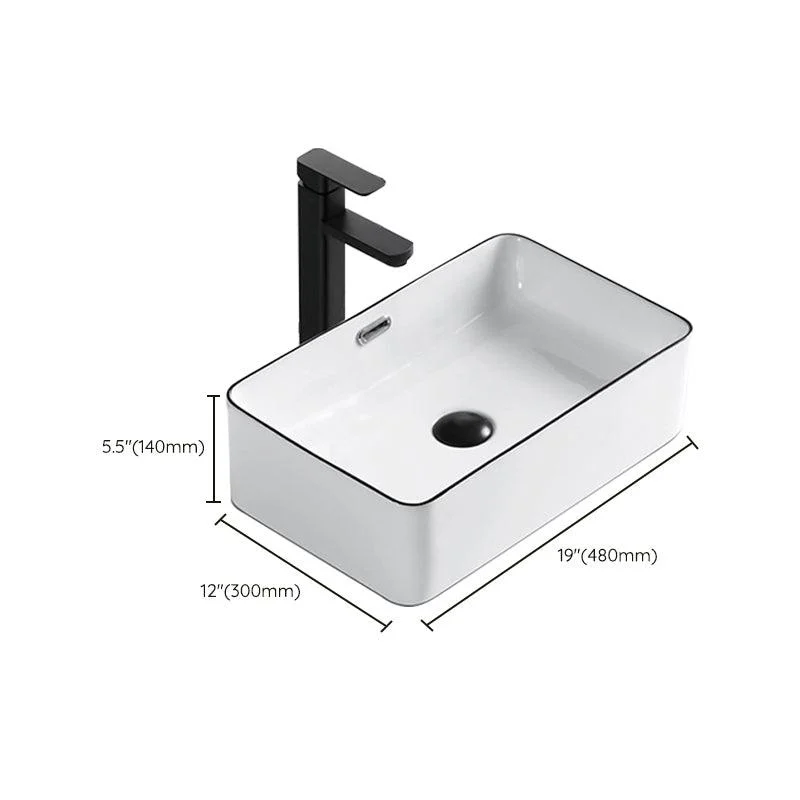 Modern Bathroom Sink Porcelain Rectangular with Overflow and Drain Assembly Basin Sink -Bathlova