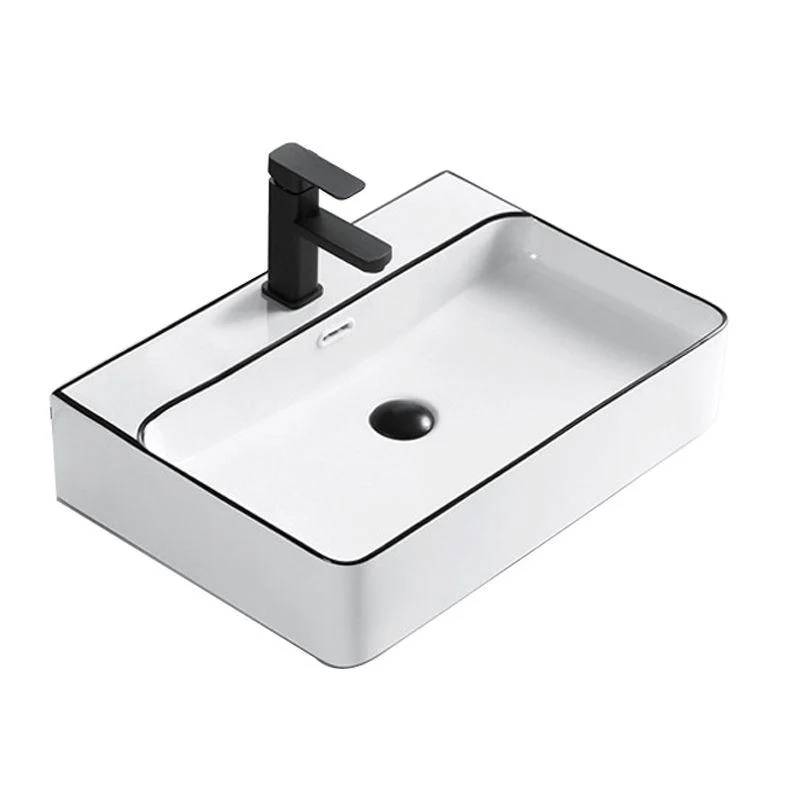 Modern Bathroom Sink Porcelain Rectangular with Overflow and Drain Assembly Basin Sink -Bathlova