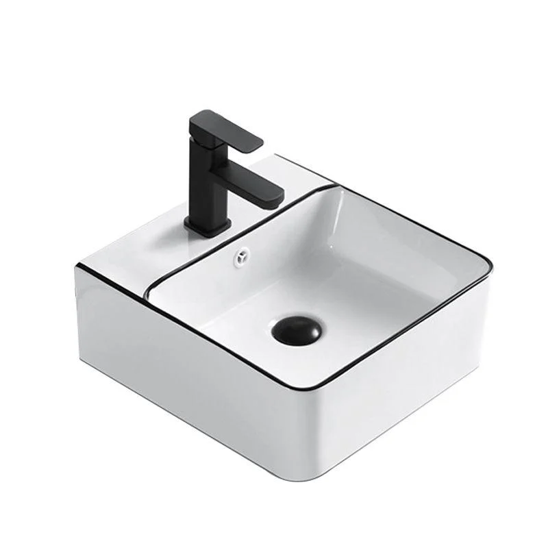 Modern Bathroom Sink Porcelain Rectangular with Overflow and Drain Assembly Basin Sink -Bathlova