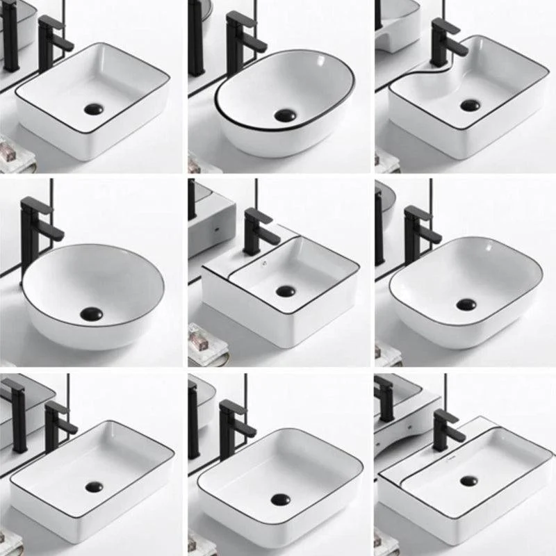 Modern Bathroom Sink Porcelain Rectangular with Overflow and Drain Assembly Basin Sink -Bathlova