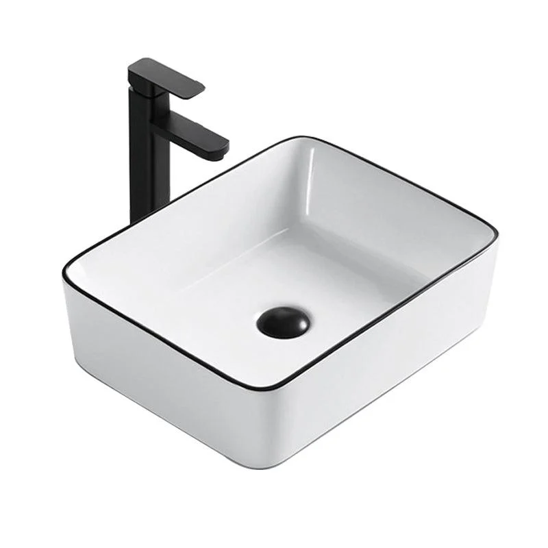 Modern Bathroom Sink Porcelain Rectangular with Overflow and Drain Assembly Basin Sink -Bathlova