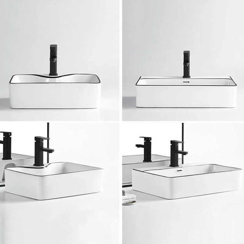 Modern Bathroom Sink Porcelain Rectangular with Overflow and Drain Assembly Basin Sink -Bathlova