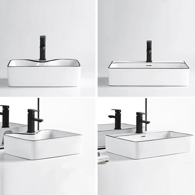 Modern Bathroom Sink Porcelain Rectangular with Overflow and Drain Assembly Basin Sink -Bathlova