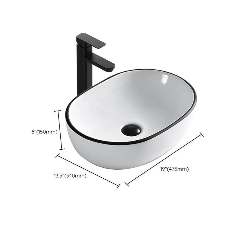 Modern Bathroom Sink Porcelain Rectangular with Overflow and Drain Assembly Basin Sink -Bathlova