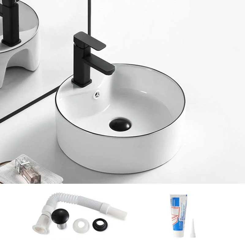 Modern Bathroom Sink Porcelain Rectangular with Overflow and Drain Assembly Basin Sink -Bathlova