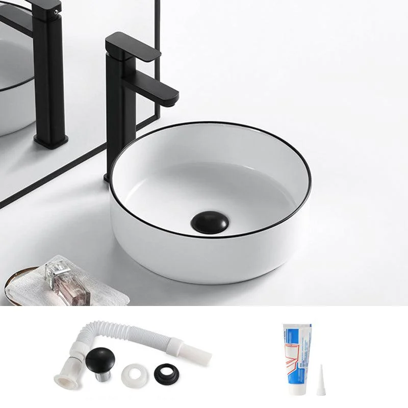 Modern Bathroom Sink Porcelain Rectangular with Overflow and Drain Assembly Basin Sink -Bathlova