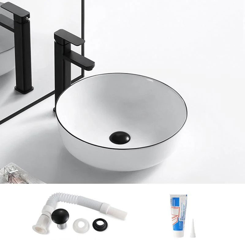 Modern Bathroom Sink Porcelain Rectangular with Overflow and Drain Assembly Basin Sink -Bathlova