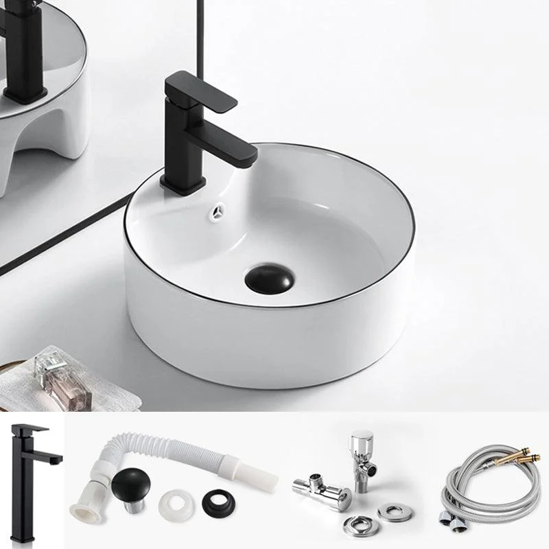 Modern Bathroom Sink Porcelain Rectangular with Overflow and Drain Assembly Basin Sink -Bathlova