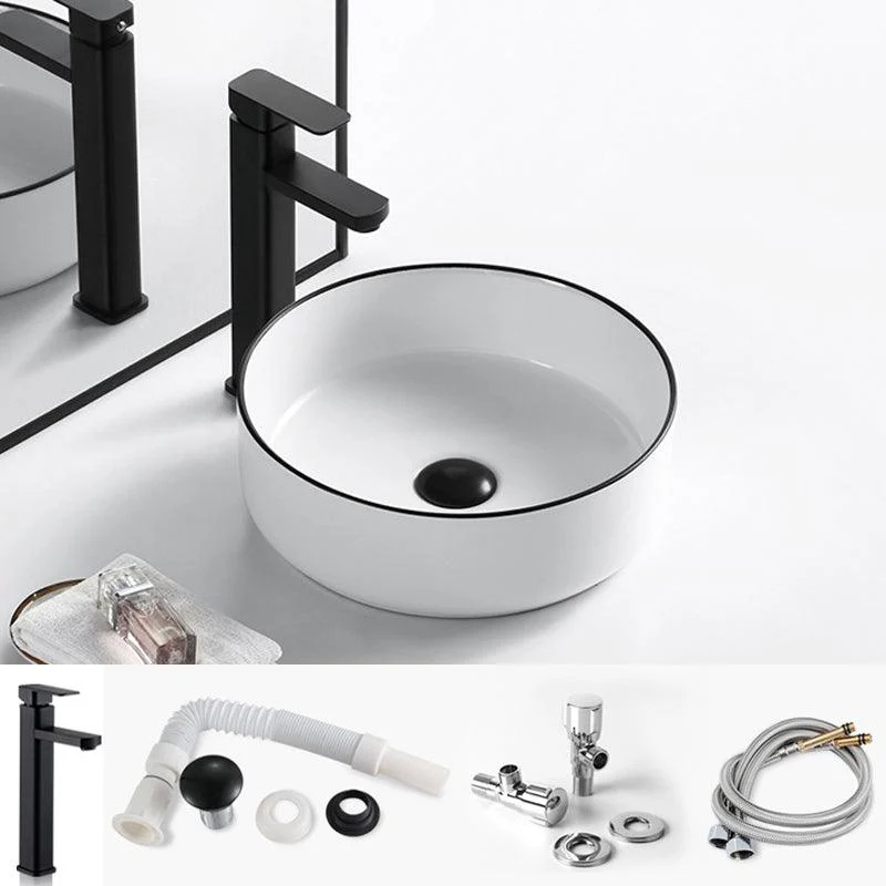 Modern Bathroom Sink Porcelain Rectangular with Overflow and Drain Assembly Basin Sink -Bathlova