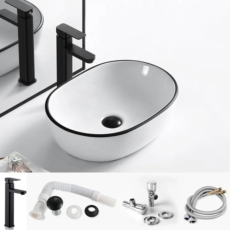 Modern Bathroom Sink Porcelain Rectangular with Overflow and Drain Assembly Basin Sink -Bathlova