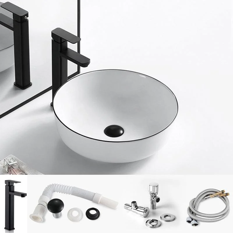 Modern Bathroom Sink Porcelain Rectangular with Overflow and Drain Assembly Basin Sink -Bathlova