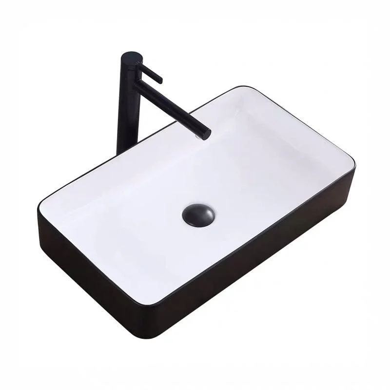 Modern Bathroom Sink Porcelain Rectangular with Pop-Up Drain and Tap Wash Stand -Bathlova