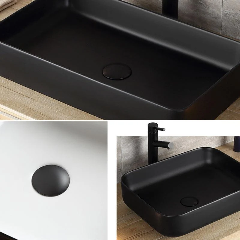 Modern Bathroom Sink Porcelain Rectangular with Pop-Up Drain and Tap Wash Stand -Bathlova