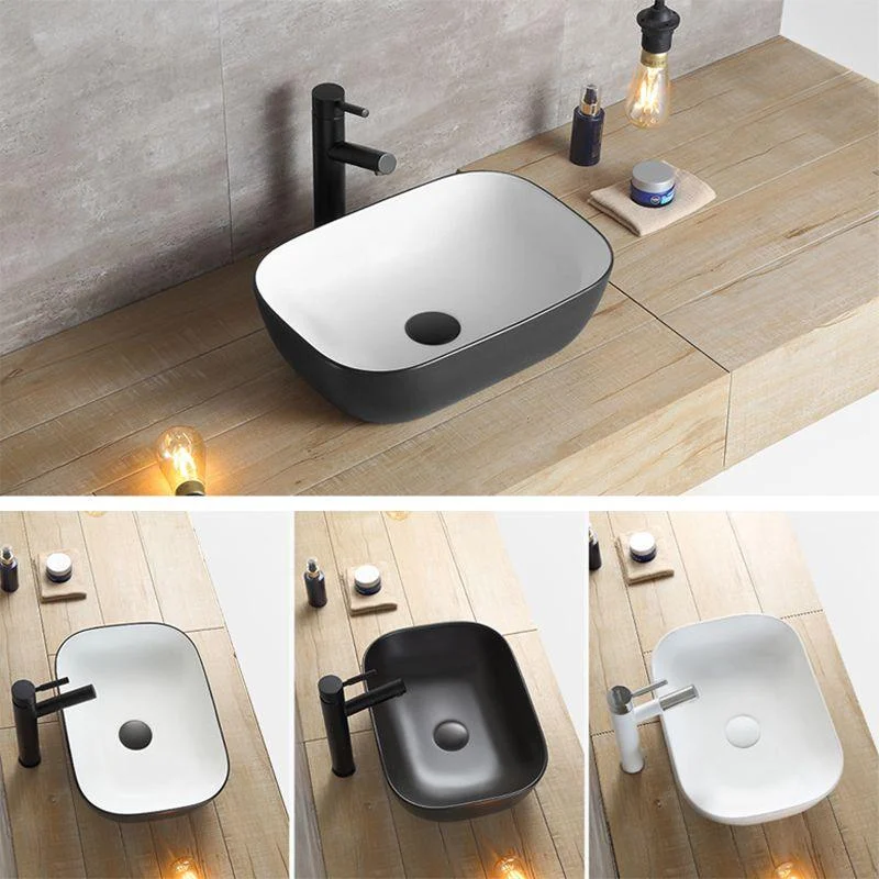 Modern Bathroom Sink Porcelain Rectangular with Pop-Up Drain and Tap Wash Stand -Bathlova