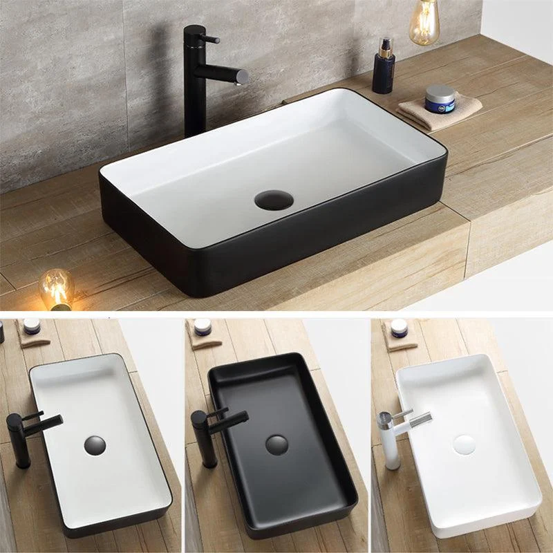 Modern Bathroom Sink Porcelain Rectangular with Pop-Up Drain and Tap Wash Stand -Bathlova