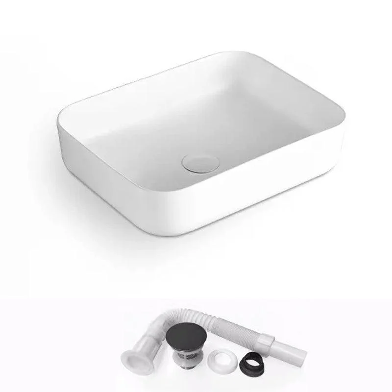 Modern Bathroom Sink Porcelain Rectangular with Pop-Up Drain and Tap Wash Stand -Bathlova