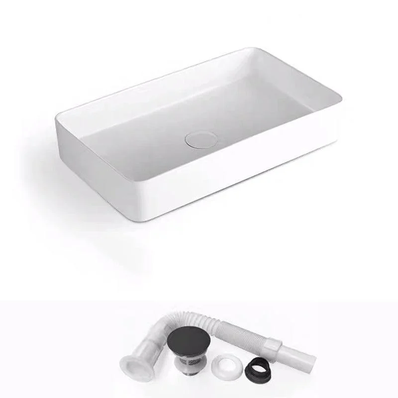 Modern Bathroom Sink Porcelain Rectangular with Pop-Up Drain and Tap Wash Stand -Bathlova