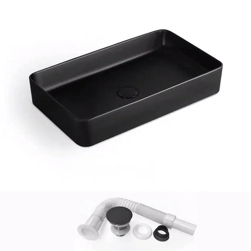 Modern Bathroom Sink Porcelain Rectangular with Pop-Up Drain and Tap Wash Stand -Bathlova