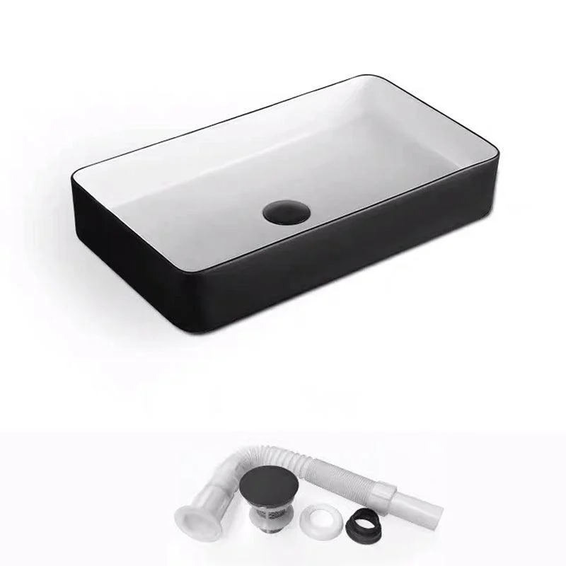 Modern Bathroom Sink Porcelain Rectangular with Pop-Up Drain and Tap Wash Stand -Bathlova