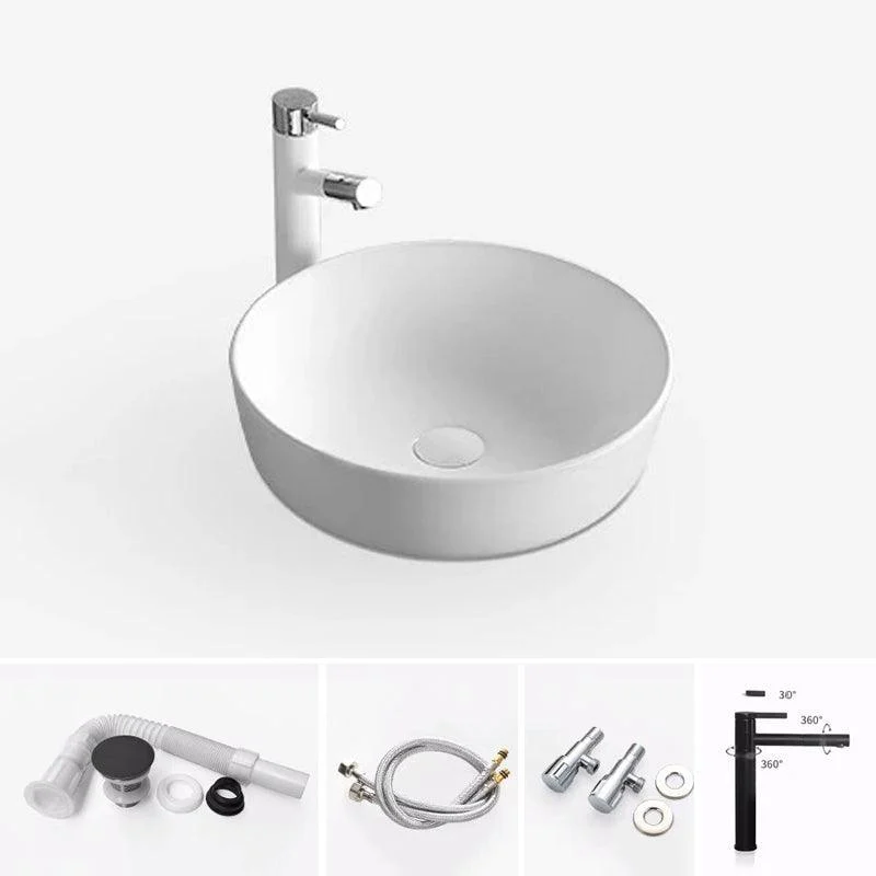 Modern Bathroom Sink Porcelain Rectangular with Pop-Up Drain and Tap Wash Stand -Bathlova