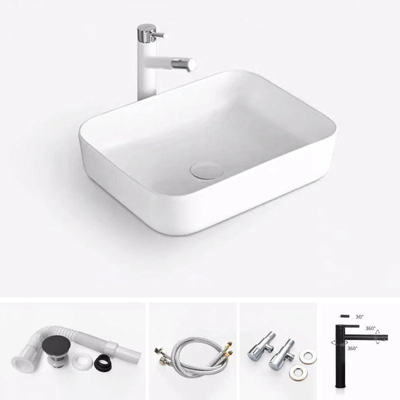 Modern Bathroom Sink Porcelain Rectangular with Pop-Up Drain and Tap Wash Stand -Bathlova