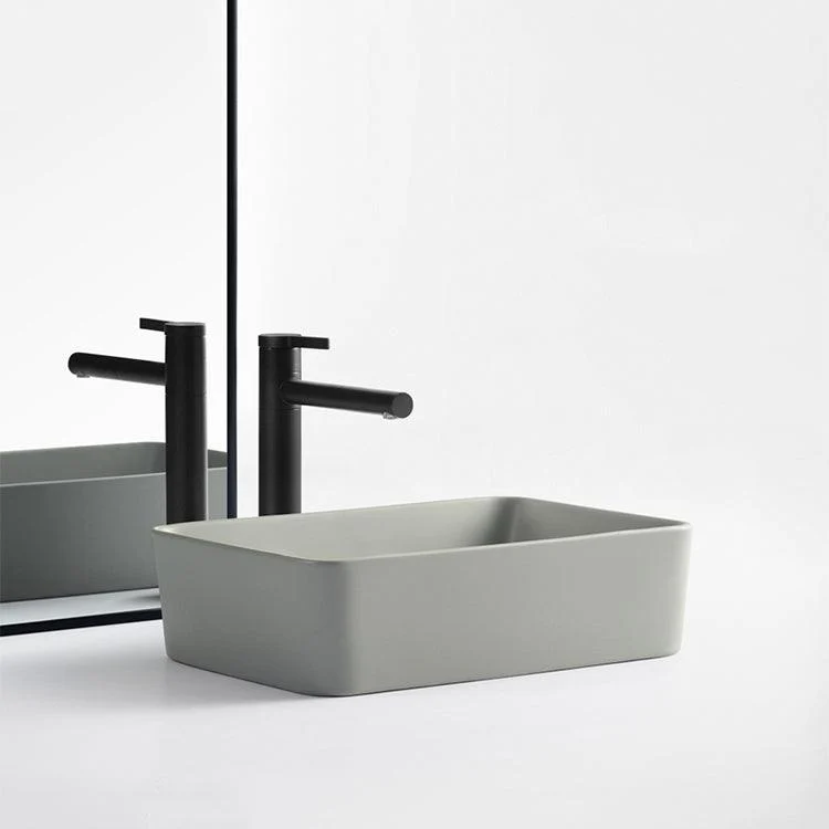 Modern Bathroom Sink Porcelain Rectangular with Pop-Up Drain Vessel Lavatory Sink -Bathlova