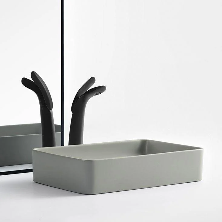 Modern Bathroom Sink Porcelain Rectangular with Pop-Up Drain Vessel Lavatory Sink -Bathlova