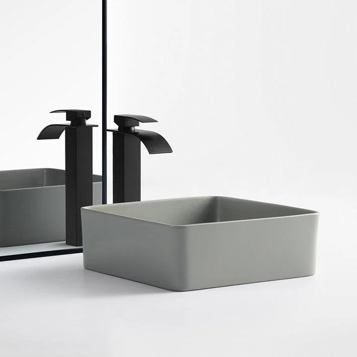 Modern Bathroom Sink Porcelain Rectangular with Pop-Up Drain Vessel Lavatory Sink -Bathlova