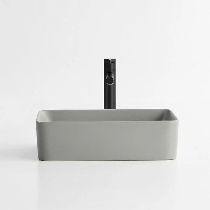 Modern Bathroom Sink Porcelain Rectangular with Pop-Up Drain Vessel Lavatory Sink -Bathlova