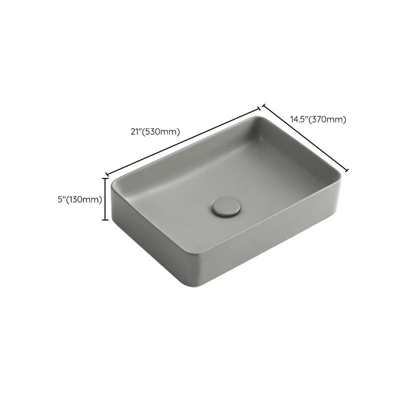 Modern Bathroom Sink Porcelain Rectangular with Pop-Up Drain Vessel Lavatory Sink -Bathlova