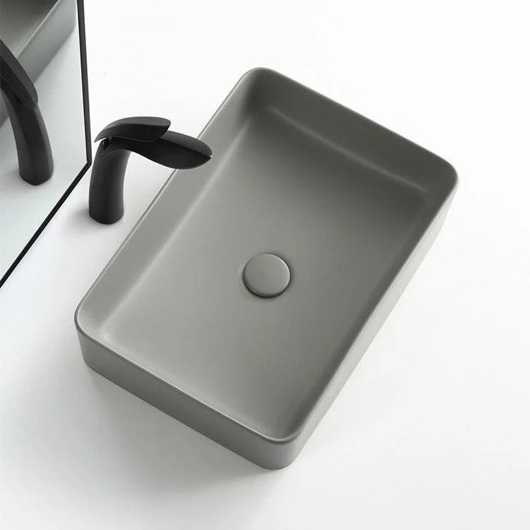 Modern Bathroom Sink Porcelain Rectangular with Pop-Up Drain Vessel Lavatory Sink -Bathlova