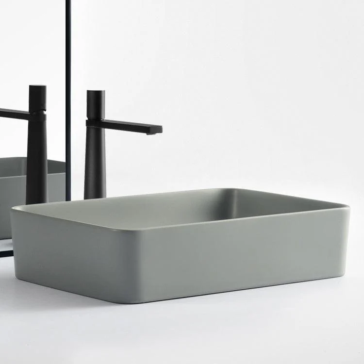 Modern Bathroom Sink Porcelain Rectangular with Pop-Up Drain Vessel Lavatory Sink -Bathlova