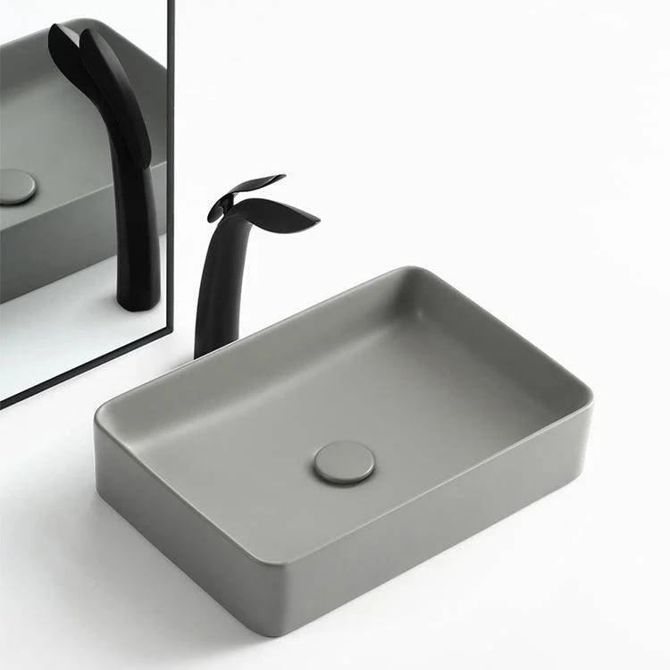 Modern Bathroom Sink Porcelain Rectangular with Pop-Up Drain Vessel Lavatory Sink -Bathlova