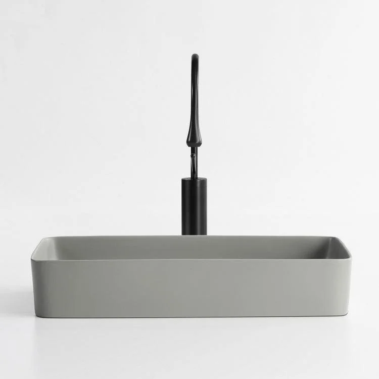 Modern Bathroom Sink Porcelain Rectangular with Pop-Up Drain Vessel Lavatory Sink -Bathlova