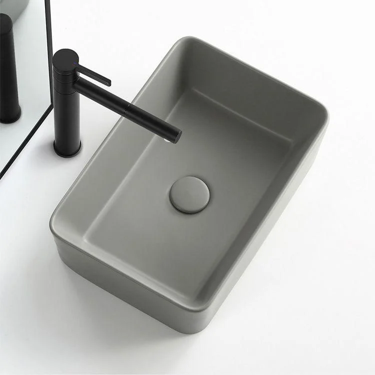 Modern Bathroom Sink Porcelain Rectangular with Pop-Up Drain Vessel Lavatory Sink -Bathlova