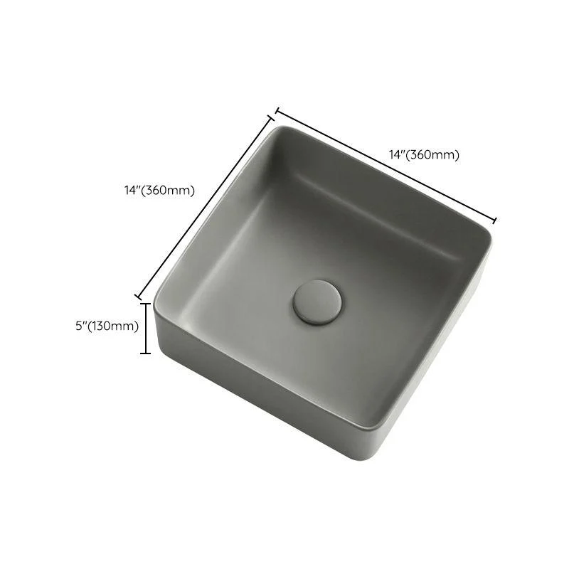 Modern Bathroom Sink Porcelain Rectangular with Pop-Up Drain Vessel Lavatory Sink -Bathlova