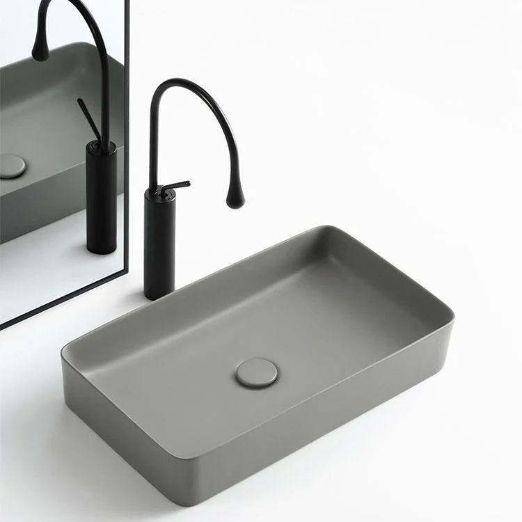 Modern Bathroom Sink Porcelain Rectangular with Pop-Up Drain Vessel Lavatory Sink -Bathlova