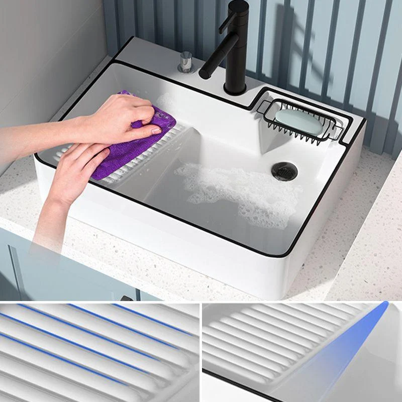 Modern Bathroom Sink Porcelain Right Basin with Pop-Up Drain and Tap Wash Stand -Bathlova