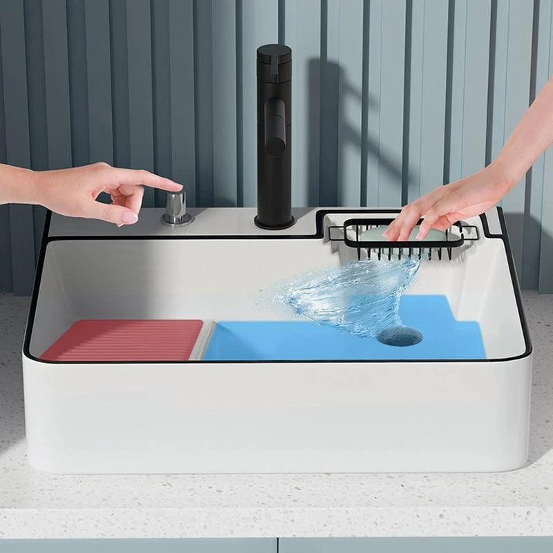 Modern Bathroom Sink Porcelain Right Basin with Pop-Up Drain and Tap Wash Stand -Bathlova